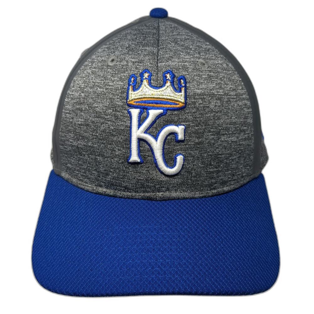 Kansas City Royals MLB New Era Baseball Cap Gray Blue L 39THIRTY Crown Logo Hat